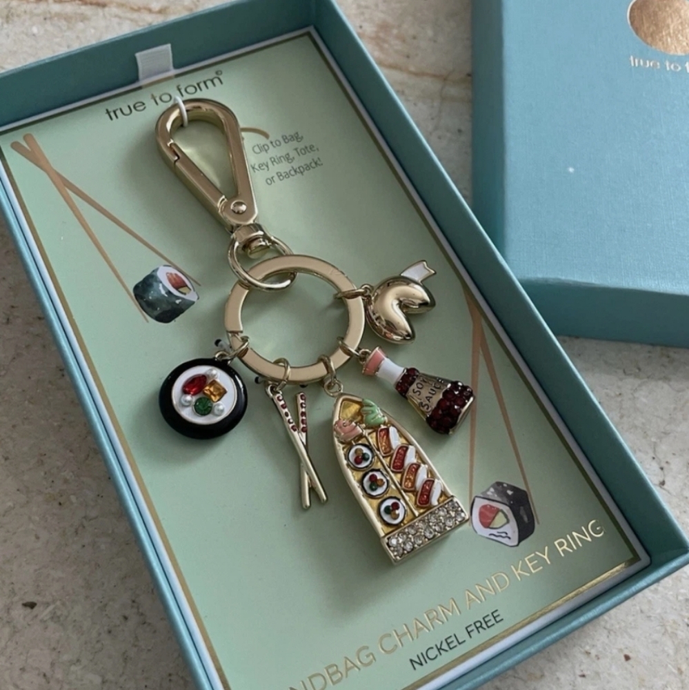 True To Form Sushi Bag Charm Key Ring - Gold Bnib HL Ty Te